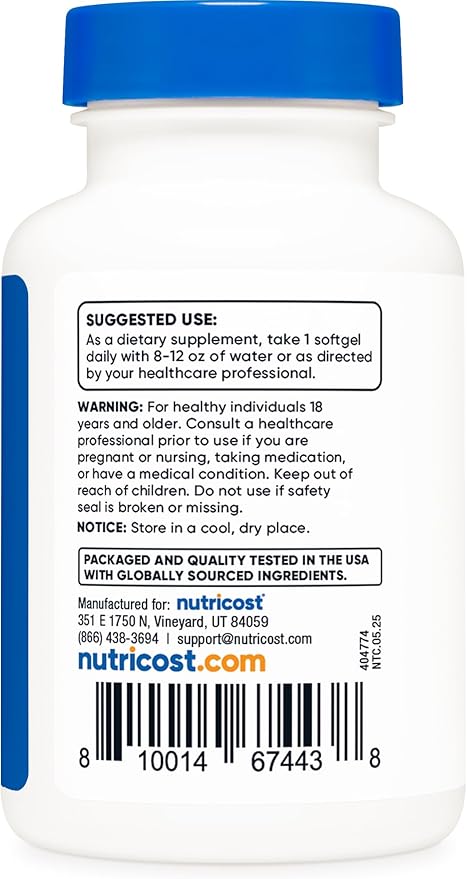 Nutricost Vitamin D3 2000 iu Softgels, 240 Softgels - Non-GMO & Gluten Free