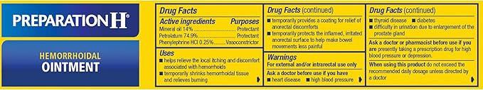 PREPARATION H Hemorrhoid Symptom Treatment Ointment, Itching, Burning & Discomfort Relief, Tube (2.0 Ounce)