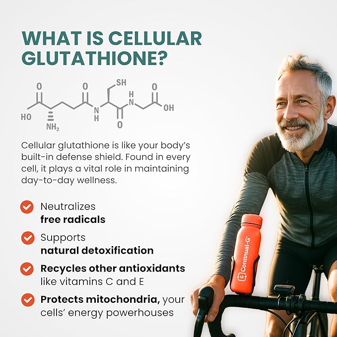 CONTINUAL - G Powder - Clinically Proven Cellular Glutathione Precursor | Benefit of Glyteine & Sunfiber | Immune Support, Master Antioxidant, Detox, Brain Health & Skin Care | 60 Sachets