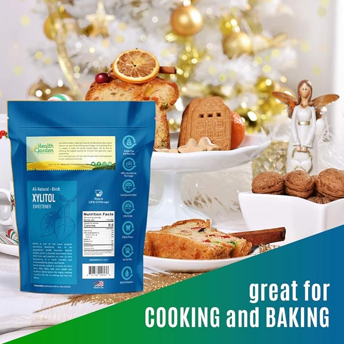 Health Garden Birch Xylitol Sweetener - 3 LBS Resealable Bag - Pure Birch Xylitol - Non GMO, Kosher, and Made in the U.S.A. - Ideal Powdered Sugar Substitute - Non-GMO Sugar Alternative