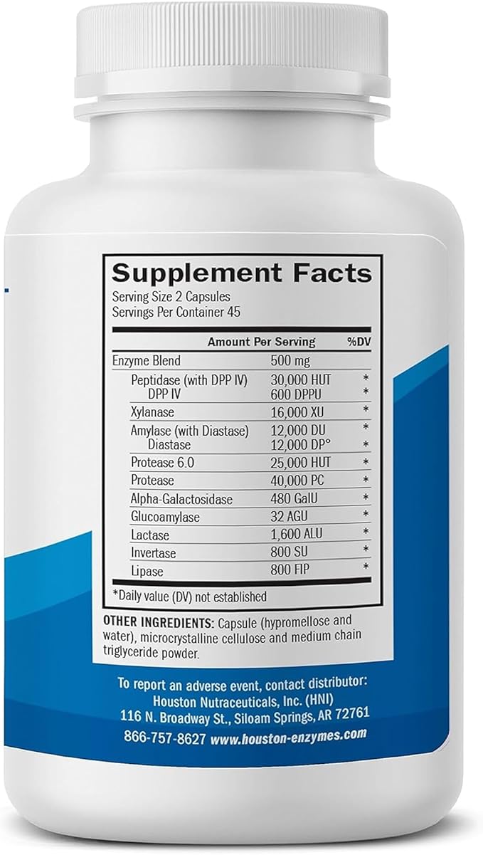 TriEnza Digestive Enzymes for Women & Men, Digestive Enzyme Supplements for Proteins, Carbs, Fats & Polyphenols Help Break Down Wheat, Dairy, Soy, 180 Capsules (90 Doses)