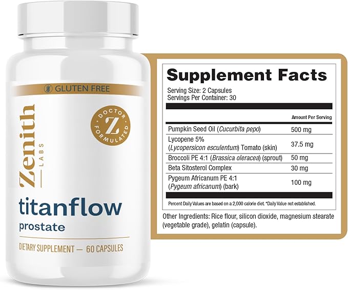 Zenith Labs - TitanFlow - Prostate Supplements for Men - with Pumpkin Seed Oil to Support Urinary and Prostate Health