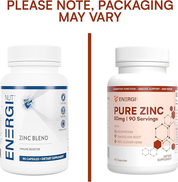 ENERGI Zinc Blend with Vitamin A, B-3 & B-6, Immune Support Supplement with Marshmellow Root, Dandelion Root Extract & Shiitake Mushroom, 90 Zinc Supplements Capsules