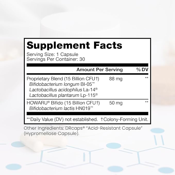 Power Probiotic Daily - 30 Acid-Resistant Capsules | 4 Proven Strains - 30 Billion CFU/Capsule | Patented Activ-Vial Desiccant Bottle to Ensure Freshness | NO Refrigeration Required