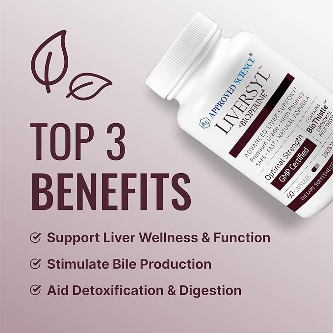 Approved Science Liversyl - Support Optimal Liver Function - Cleanse and Detox - Fast and Effective - Milk Thistle, Artichoke Extract, and Bioperine - Vegan - 180 Count - 3 Month Supply - Made in USA
