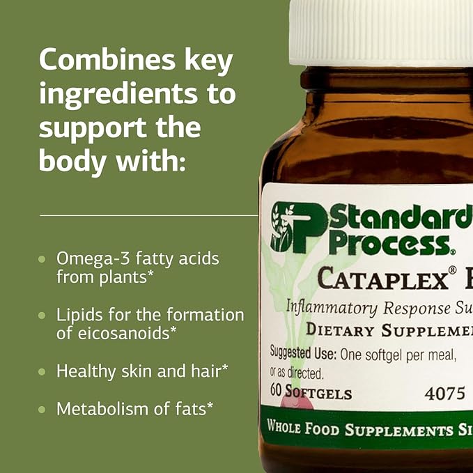 Standard Process Inc. Cataplex F - Whole Food Supplement, Metabolism, Skin Health and Hair Health with Vitamin B6, Flaxseed Oil - 60 Softgels