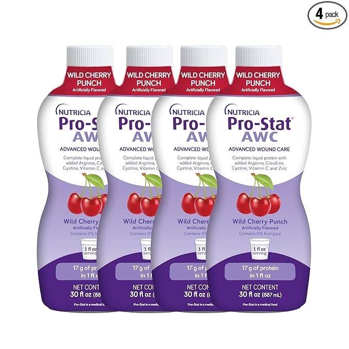 Pro-Stat Advanced Wound Care (AWC), Concentrated Liquid Protein Medical Food - Wild Cherry Punch Flavor, 30 Fl Oz bottle (Case of 4)