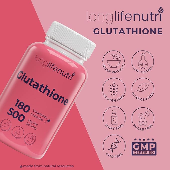 Reduced Glutathione 500mg – with White Milk Thistle and Alpha Lipoic Acid, 180 Vegetarian Capsules, Natural Antioxidant, 3-Month Supply, GMP Certified, Made in USA
