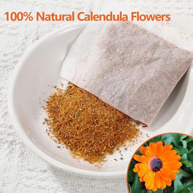 Premium 50 Calendula Flower Tea Bags, Made with 100% Natural Calendula Flowers,For Skin Health & Support Wellness, No Additives & Caffeine Free.