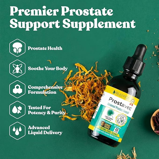 Prostavec Advanced Prostate Support Supplement - Liquid Formula for Faster Absorption with Pygeum, Saw Palmetto, Stinging Nettle + Turmeric & Damiana - Vegan, Non-GMO - 4 fl oz