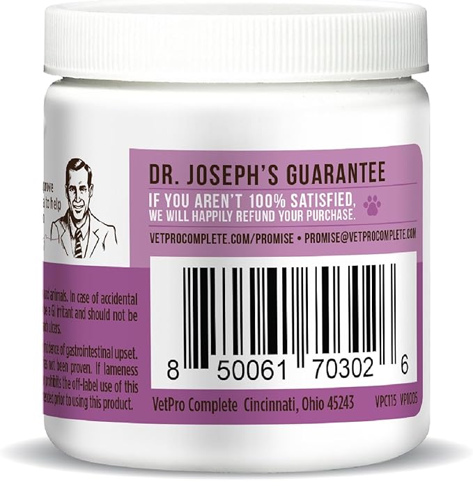 VetPro Complete Dr. Joseph's Dog Hip and Joint Supplement, 60 Count, Chicken Flavored Pain and Inflammation Relief Chews with Glucosamine, Chondroitin, MSM, Turmeric, Vitamin C, Omega 3