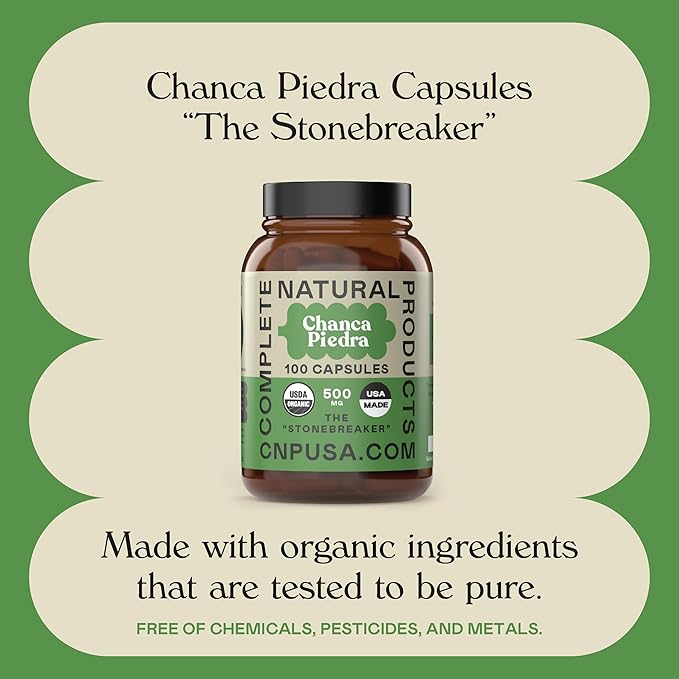 Organic Chanca Piedra Capsules - 500mg, 100 Pills, Pure Phyllanthus Niruri Stonebreaker Extract