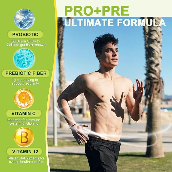 NATURE TARGET Prebiotic Fiber Supplement with 60 Billion Probiotics for Digestive Health - Prebiotics and Probiotics for Women & Men Regularity, Supports Occasional Constipation - 120 Veggie Capsules