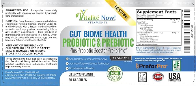 Premium Probiotic plus Ultimate Prebiotic - Gut Biome Builder & Restoration - 4.4 Bn CFU - Best for Women & Men - Bacteria Reaches Intestine within Hours - No Refrigeration - Bacillus Subtilis