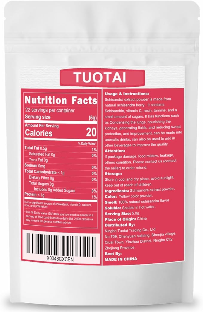 Premium Schisandra Extract 10:1 Powder, 100% Natural Powder, No GMO, No Additives, Vegan