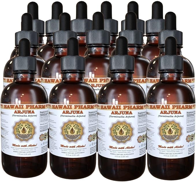 Arjuna Liquid Extract, Organic Arjuna (Terminalia Arjuna) Dried Bark Powder Tincture Herbal Supplement 15x4 oz