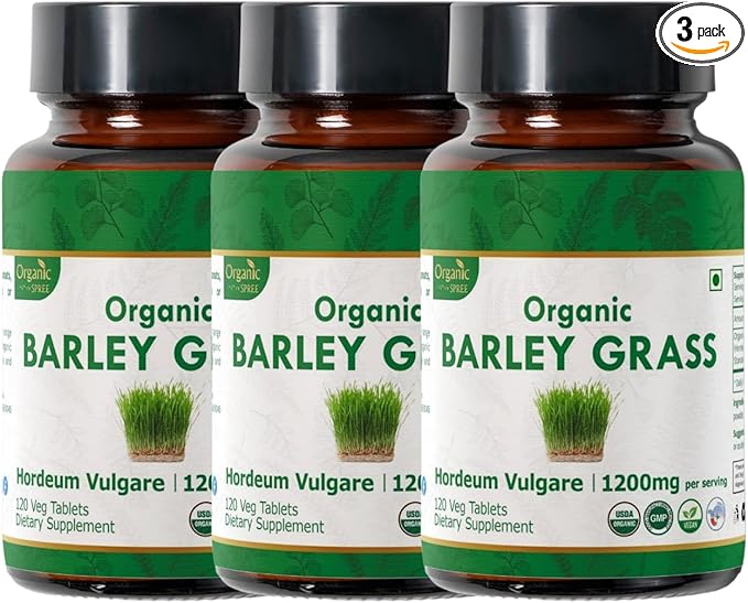 Barley Grass 120 Tablets | USDA Organic Certified |Hordeum Vulgare(Barely Grass) | Supports Detox & Immune Health | Dietary Supplement120tab - Pack of 3