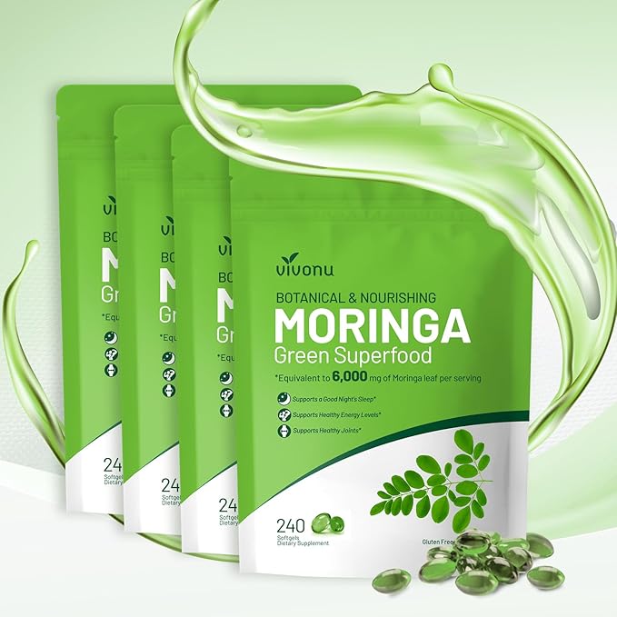 Moringa Capsules | Pure Moringa Leaf Extracts, Energy, Skin & Gut Health Superfood, Rich in Antioxidants, Essential Vitamins & Amino Acids, Natural Green Superfood Supplement