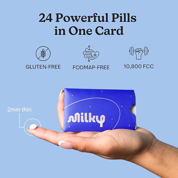 Milky Lactose Intolerance Pills - 10,800 FCC - Dairy Relief for Lactose Intolerance - Lactase Enzyme Tablets - Bloating & Gas Relief (96 Count Cosmic Black)
