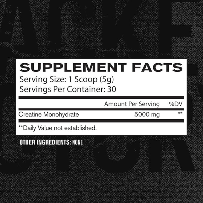 Jacked Factory Creatine Monohydrate Powder 150g - Creatine Supplement for Muscle Growth, Increased Strength, Enhanced Energy, & Improved Athletic Performance 30 Servings, Unflavored