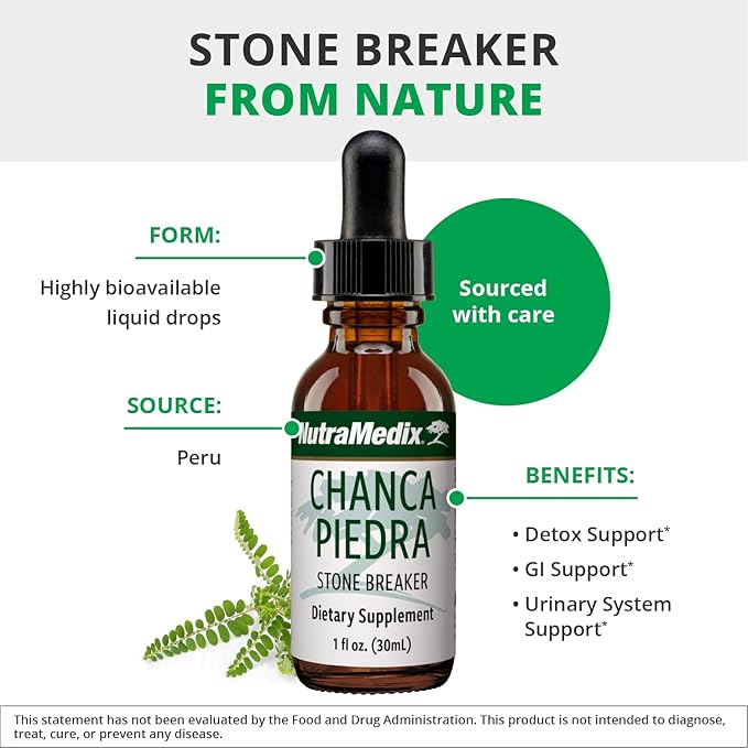NutraMedix Chanca Piedra Stone Breaker Drops - Liquid Supplement for Kidney and Liver Health, Gallbladder Support & Urinary System Support (1oz / 30ml)