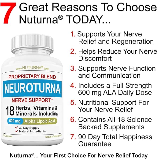 Neuropathy Support Nerve Supplement with 600 mg Pure Alpha Lipoic Acid - Maximum Strength Formula, Fortify Nerves in Fingers, Hands, Toes, & Feet - Best Peripheral Relief Support - 120 Capsules