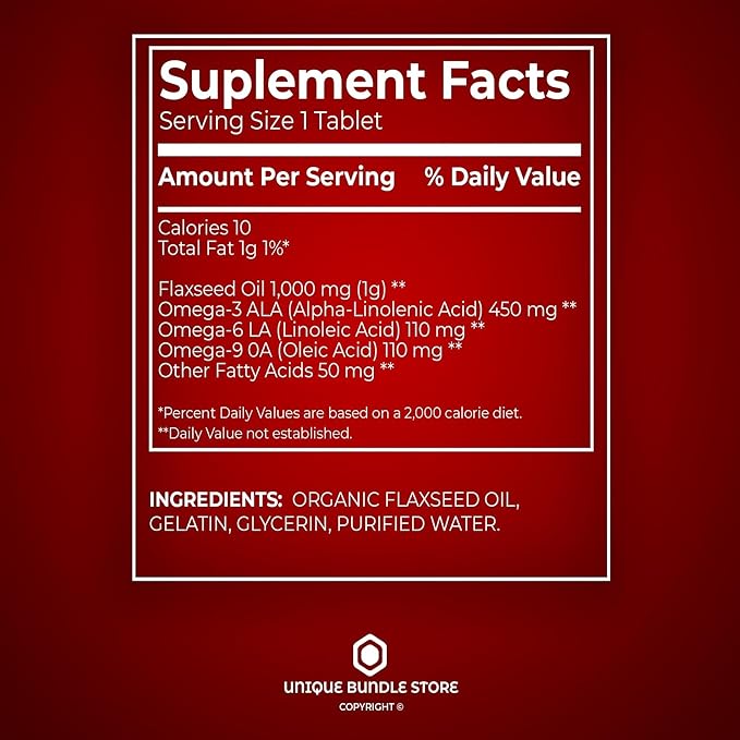 Flaxseed Oil 1000mg, 100 Softgels - Dietary Supplement + 7 Day Pill Organizer Included (Pack of 3)