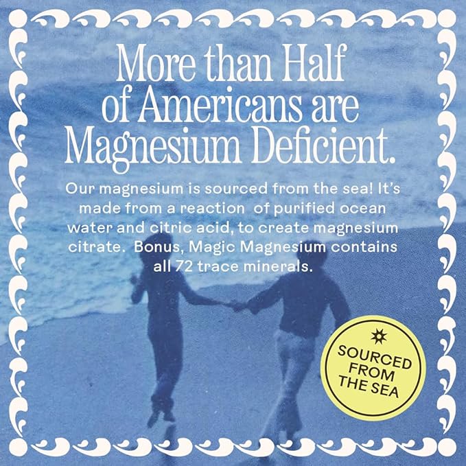 Wooden Spoon Herbs Magic Magnesium Citrate Powder Supplement | Anxiety & Stress Relief, Muscle, Bone, & Digestive Health, & Restful Sleep | Pleasant Lemonade Taste & Fun Spirulina Blue Color | 3.7oz