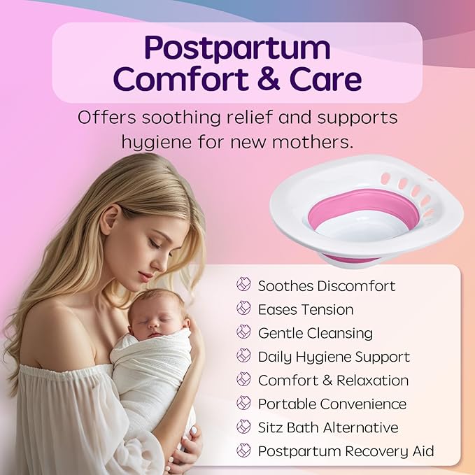 Yoni Steam Seat, Sitz Bath for Toilet, Expandable Basin for Perineal Soaking and V Steaming, Sitz Bath Seat for Hemorrhoids and Postpartum Care Soak