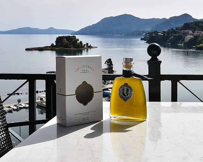 The Governor Premium Extra Virgin Olive Oil - Unfiltered, Cold-Pressed, Single Origin Lianolia - Peppery, Robust, Floral, Fruity Notes - Rich in Natural Polyphenols, Oleocanthal, Antioxidants, 500ml