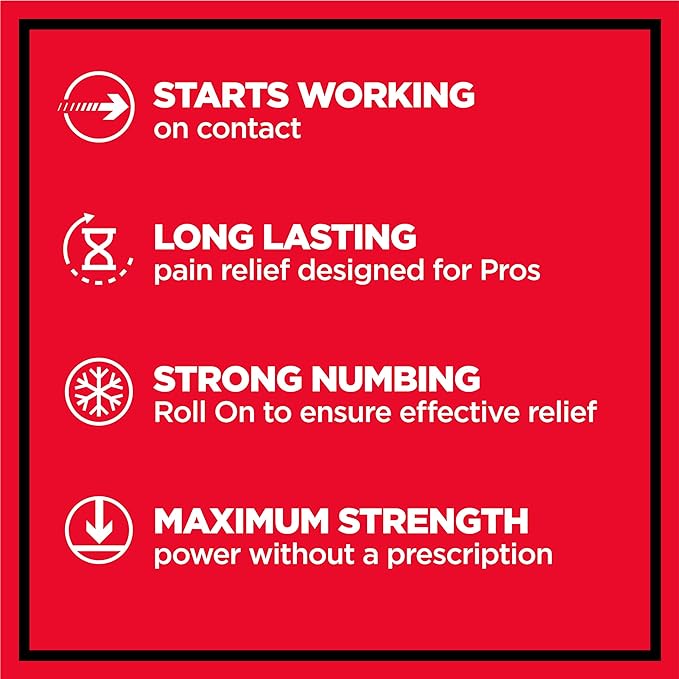 ABSORBINE JR. Pro Maximum-Strength Lidocaine Roll-On for Fast Nerve & Muscle Pain Relief - Non-Greasy, Long-Lasting Formula for Arthritis, Aches, Strains, & More - 2.5 oz - Pack of 1