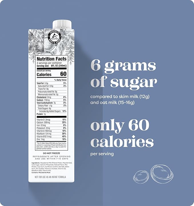 milkadamia Macadamia Milk - Creamy - 32 Fl Oz (Pack of 6) - Lactose Free, Vegan, Shelf Stable, Plant Based, Non Dairy, Dairy Free