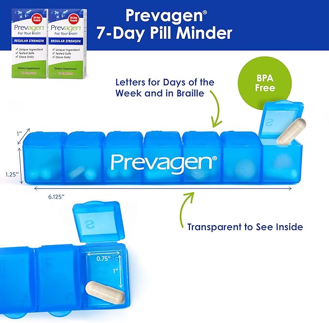 Prevagen Regular Strength - 120 Capsules (4 Month Supply) | Formulated for Your Brain | 10mg of Apoaequorin Plus Vitamin D3 with 7-Day Pill Minder