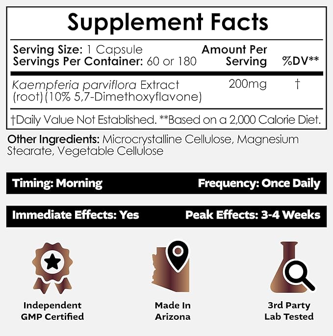 Nootropics Depot Black Ginger Extract Capsules | 10% 5,7-dimethoxyflavone | 60 Count