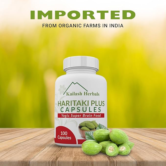 Organic Haritaki Capsules - Improves Digestion - Detoxification & Rejuvenation – Maintains Regularity - Brain Function- 100 Capsules Terminalia chebula | Vegan, Non-GMO