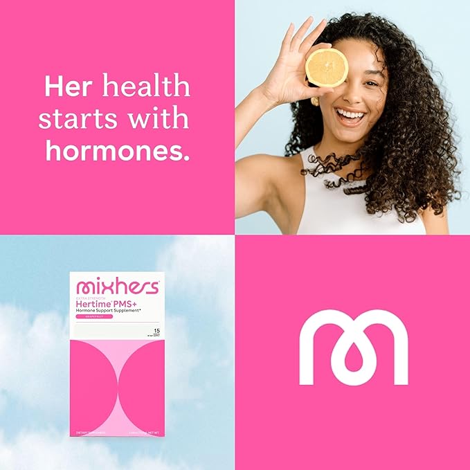 Extra Strength Hertime PMS+ Hormone Balance for Women - PMS & Menstrual Relief - Minerals, Peony Roots, Siberian Ginseng - Supplement for Women - 15 Drink Packets - Sugar Free - Grapefruit