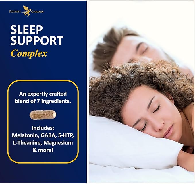 Potent Garden Sleep Well Sleep Aid Contains Melatonin Valerian Root L-Theanine GABA & More, Natural Sleep Aid Non-Habit Forming Sleep Aids for Adults with 60 Veggie Caps