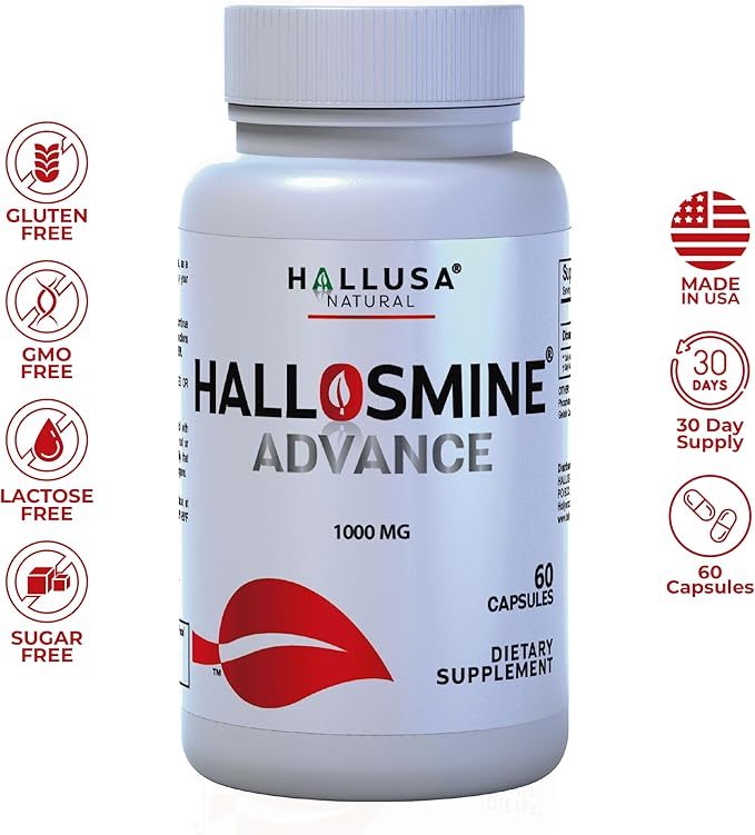 Hallosmine Advance Diosmin 1000mg, Leg Circulation, Heavy Legs, Varicose Veins, Circulatory Supplement, Vein Support & Blood Circulation Supplement - 60 Caps