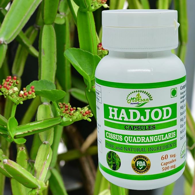 Hadjod (Cissus Quadrangularis) for Optimal Bone and Joint Health | 500 mg per Serving | 60 Vegetarian | Natural Support for Wellness | Non-GMO (2 Bottles of 60 9)