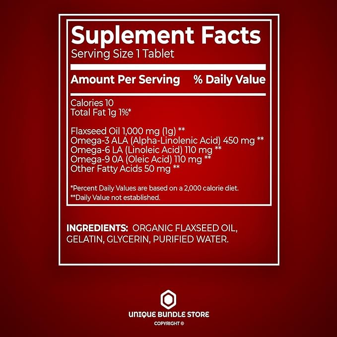 Flaxseed Oil 1000mg, 100 Softgels - Dietary Supplement + 7 Day Pill Organizer Included (Pack of 1)