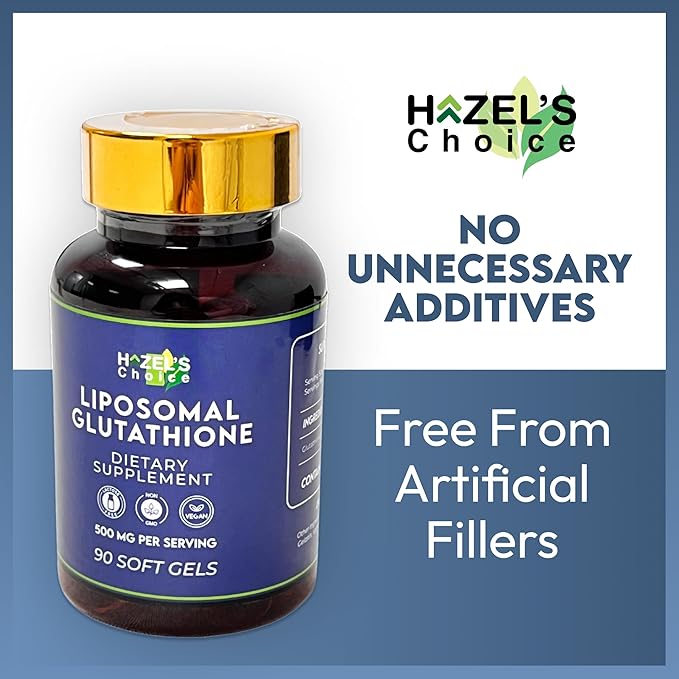 HAZEL'S Choice Liposomal Glutathione 500mg | 90 Soft Gels | Vegan, Non-GMO, Lactose-Free | Soft Gel Format