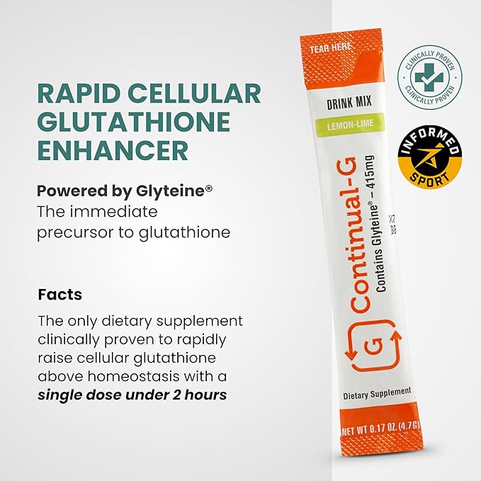 CONTINUAL - G Powder - Clinically Proven Cellular Glutathione Precursor | Benefit of Glyteine & Sunfiber | Immune Support, Master Antioxidant, Detox, Brain Health & Skin Care | 60 Sachets