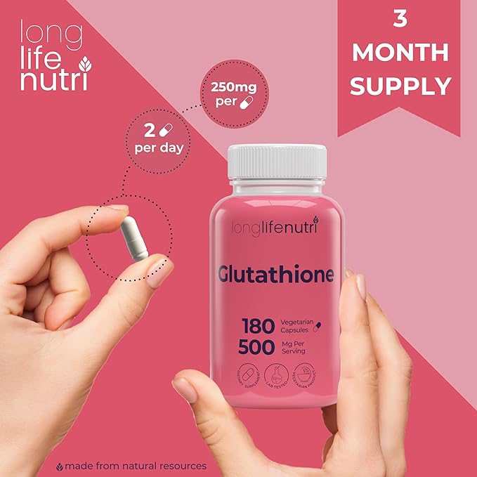 Reduced Glutathione 500mg – with White Milk Thistle and Alpha Lipoic Acid, 180 Vegetarian Capsules, Natural Antioxidant, 3-Month Supply, GMP Certified, Made in USA