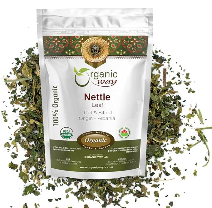 Organic Way Stinging Nettle Leaf Cut & Sifted (Urtica dioica) - Herbal Tea | European Wild-Harvest | Kosher Certified | Vegan, Non GMO & Gluten Free | USDA Certified | Origin - Albania (8 Oz)
