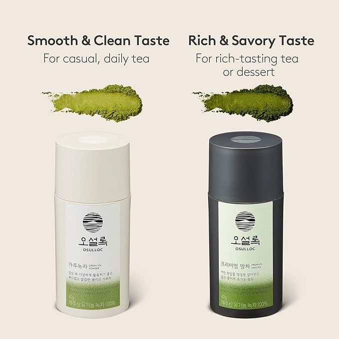 OSULLOC Matcha Powder (Unsweetened), Premium Organic (USDA) Pure Leaf Green Tea from Jeju, 1.41 oz, 40g