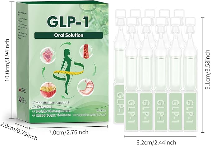 New GLP-1 Oral Solution,GLP-1 Six-in-One Oral Liquid,Natural GLP-1 Drops,GLP Supplement Drop for Women and Men (10 Packs-1 Box)