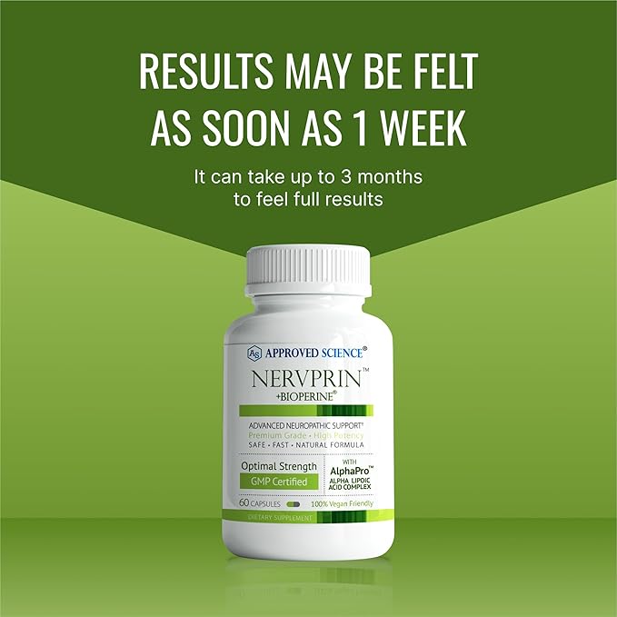 Approved Science Nervprin - Nerve Support - Benfotiamine, B12, R-Alpha-Lipoic Acid, Corydalis, Boswellia, BioPerine - 180 Capsules - Made in The USA