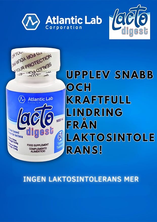 Atlantic Lab Corporation - LactoDigest Fast & Strong Natural Lactose Intolerance Relief, 9000 FCC Lactase Enzyme, 60 Capsules, Relieves Digestive Discomfort