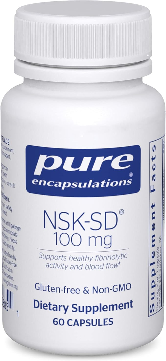 Pure Encapsulations NSK-SD - 100 mg Nattokinase - for Normal Blood Circulation - Supports Fibrinolytic Activity* - Gluten Free & Non-GMO - 60 Capsules