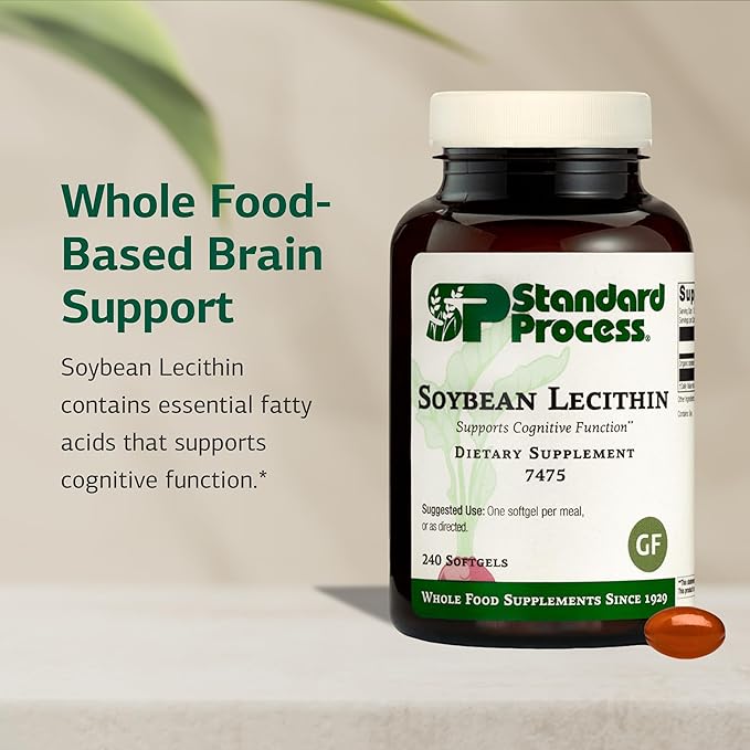 Standard Process Soybean Lecithin - Brain Health Support Supplement - Nutritional Whole Food-Based Supplement with Essential Fatty Acids from Soybean Lecithin - 240 Softgels